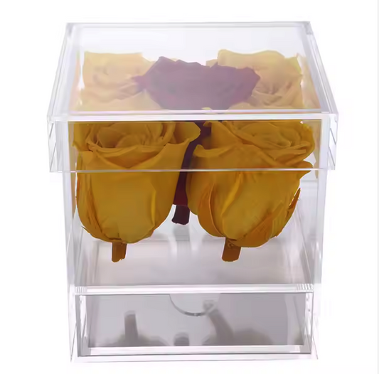 Clear Perspex Roses Case Acrylic Packing Flower Boxes with Drawer