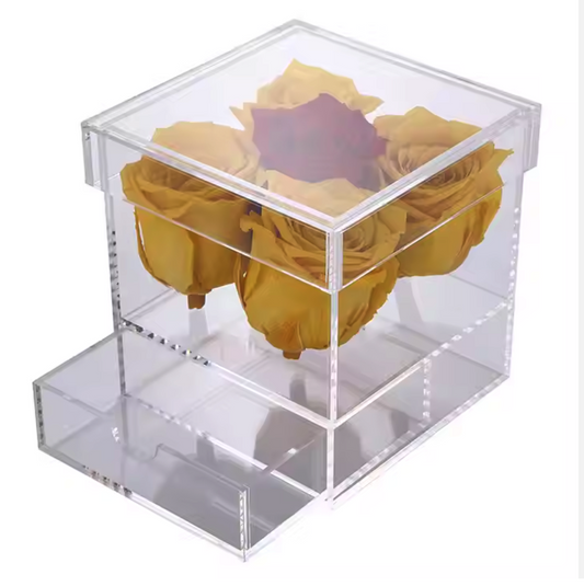 Clear Perspex Roses Case Acrylic Packing Flower Boxes with Drawer