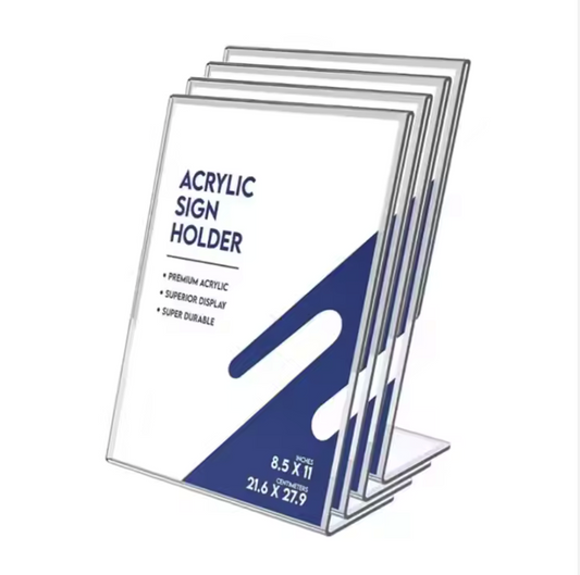 Wholesale Plastic L Shape Sign Holder Clear Acrylic Sign Holder Stand for Table Top