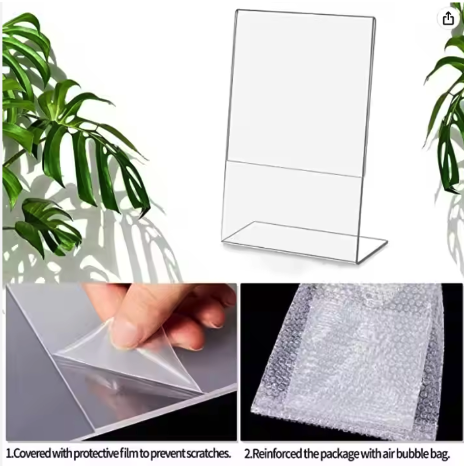 Wholesale Plastic L Shape Sign Holder Clear Acrylic Sign Holder Stand for Table Top