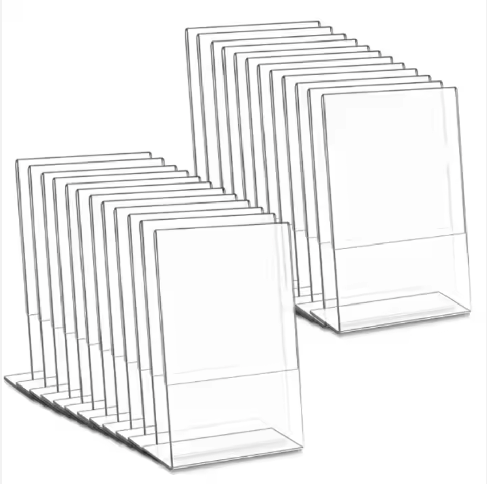 Wholesale Plastic L Shape Sign Holder Clear Acrylic Sign Holder Stand for Table Top