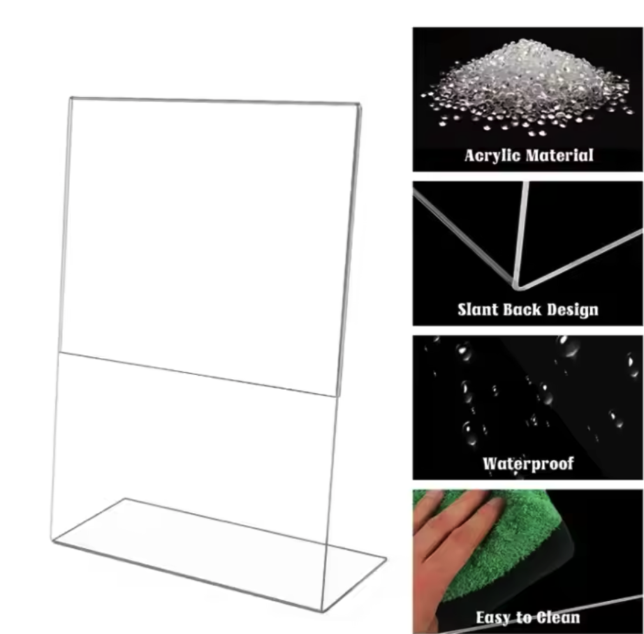 Wholesale Plastic L Shape Sign Holder Clear Acrylic Sign Holder Stand for Table Top