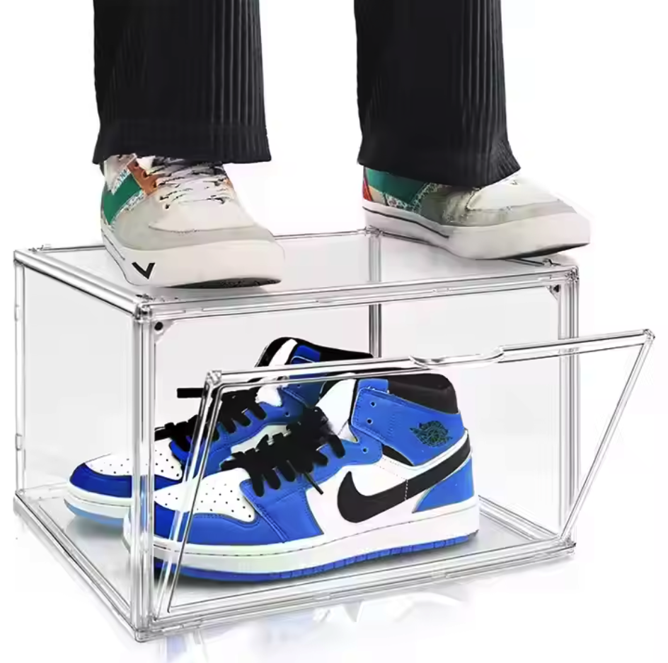 Shoe Organizers Storage Box Magnetic Drop Front Foldable Acrylic Shoe Box