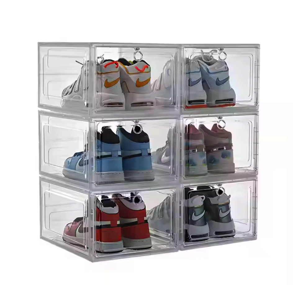 Shoe Organizers Storage Box Magnetic Drop Front Foldable Acrylic Shoe Box