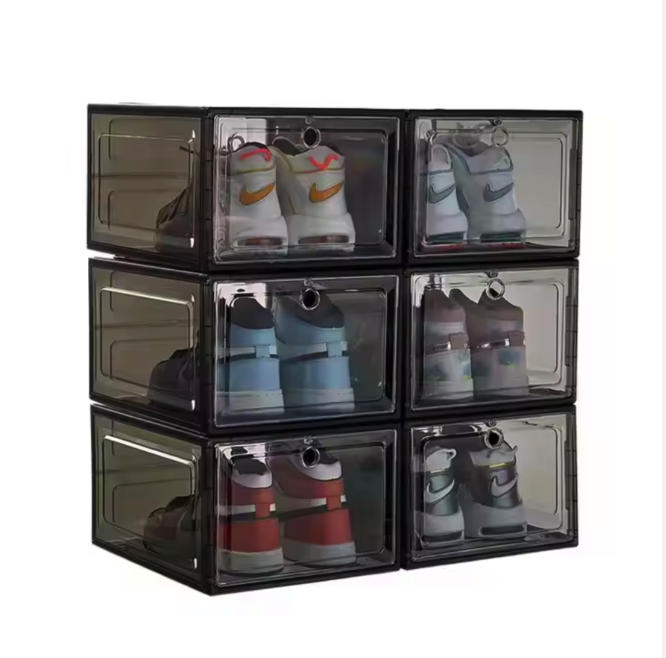 Shoe Organizers Storage Box Magnetic Drop Front Foldable Acrylic Shoe Box