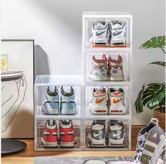 Shoe Organizers Storage Box Magnetic Drop Front Foldable Acrylic Shoe Box