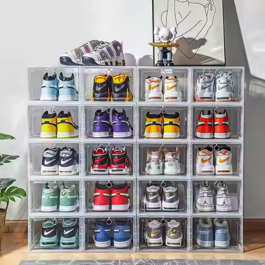 Shoe Organizers Storage Box Magnetic Drop Front Foldable Acrylic Shoe Box