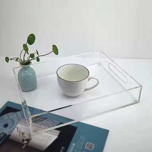 Classic Acrylic Tray for Hotel Club Cup Teacup Square Storage Single Tier