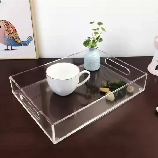 Classic Acrylic Tray for Hotel Club Cup Teacup Square Storage Single Tier