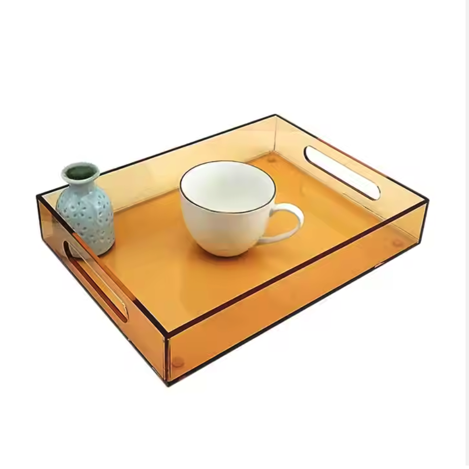Classic Acrylic Tray for Hotel Club Cup Teacup Square Storage Single Tier