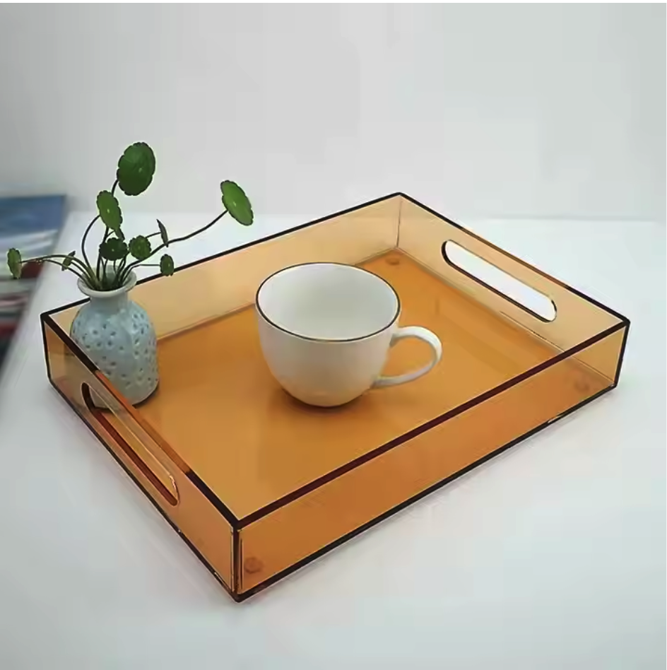 Classic Acrylic Tray for Hotel Club Cup Teacup Square Storage Single Tier