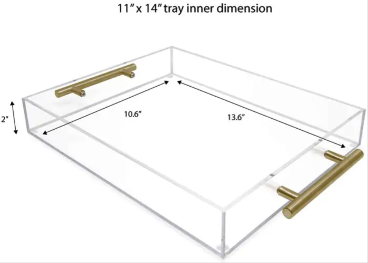 Clear Acrylic Serving Tray with Gold Metal Handles