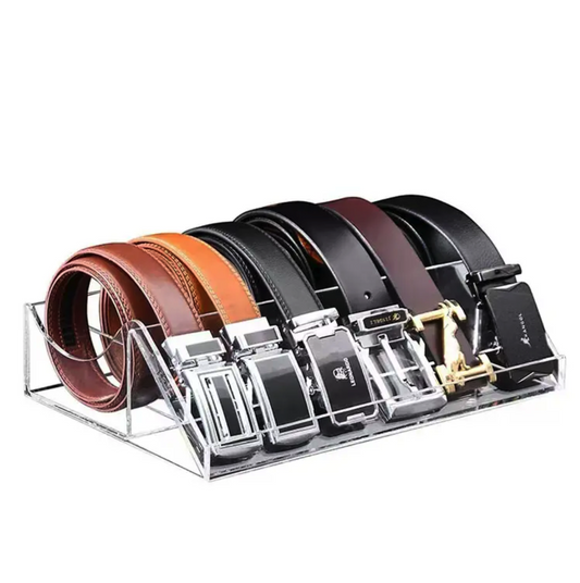 Durable 5/7 Grids Acrylic Belt Organizer and Display Case for Closet Retail Shop Storage and Showcase Use