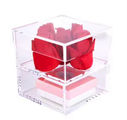 Clear Perspex Roses Case Acrylic Packing Flower Boxes with Drawer