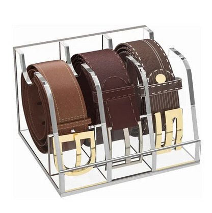 Durable 5/7 Grids Acrylic Belt Organizer and Display Case for Closet Retail Shop Storage and Showcase Use