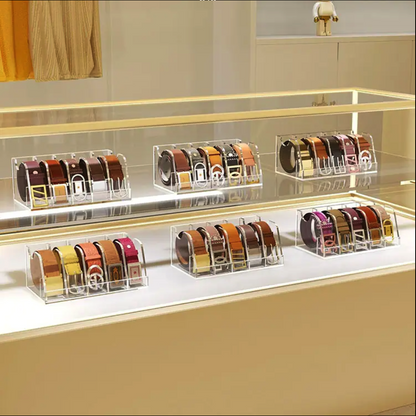 Durable 5/7 Grids Acrylic Belt Organizer and Display Case for Closet Retail Shop Storage and Showcase Use
